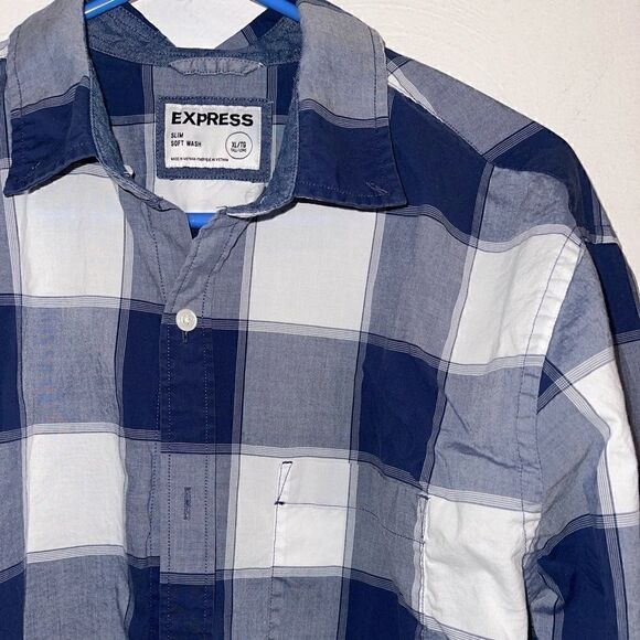 Express Slim Soft Wash Plaid Button Down Shirt - Picture 2 of 9